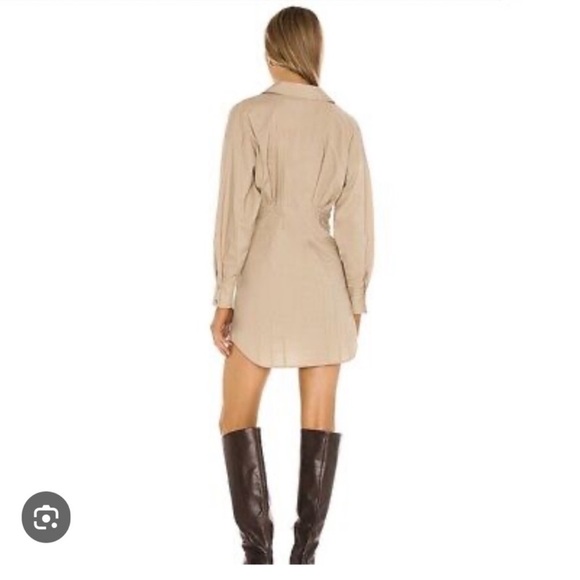 Lacademi Elegant Tan Shirt Dress - Picture 2 of 4